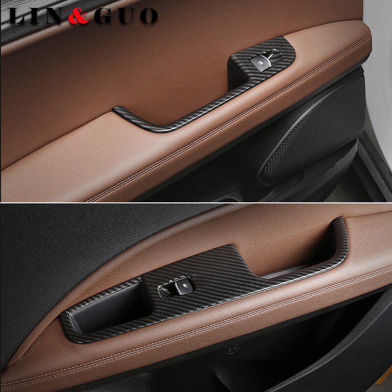 Najnowszy dla Alfa Romeo Stelvio 2017 samochód-stylizacja przycisk podnoszenia okna z włókna węglowego dopasowane obramowanie ramki akcesoria