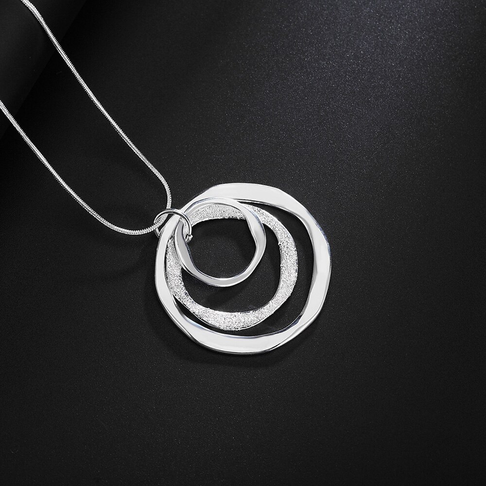 925 halskette aus sterlingsilber für damen, luxuriöser hochzeitsschmuck Ich bin bohèmich-stil mit drei kreisanhängern