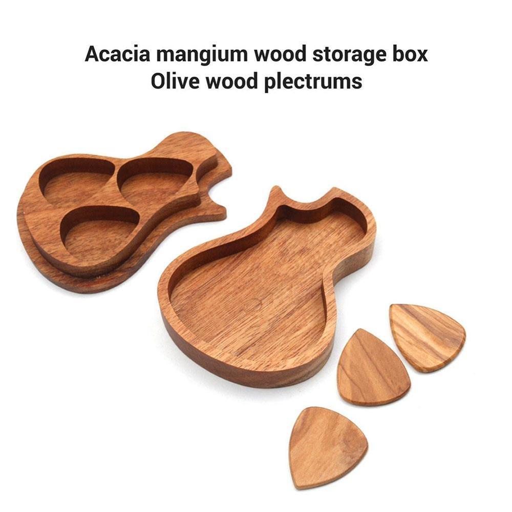 Plettro per chitarra plettro per chitarra in legno plettro per chitarra plettro scatola di immagazzinaggio accessori per chitarra scatola di legno di acacia plettri in legno di ulivo