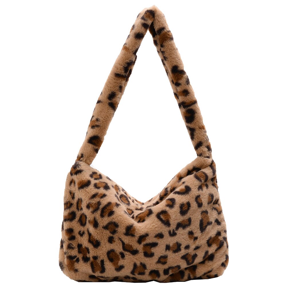 Bolsa de ombro macio bolsa mensageiro moda casual macio crossbody sacos de pelúcia macio underarm ombro feminino totes sacos de embreagem: Luz Marrom