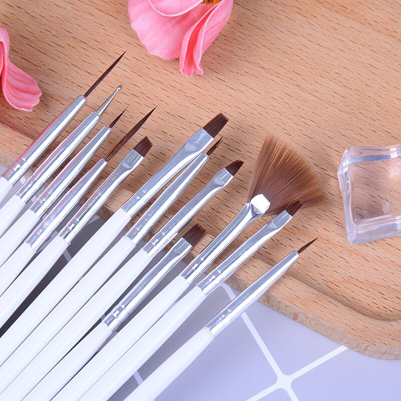 12 Stuks Professionele Schilderen Pen Nail Art Brush Decoraties Set Gereedschap Voor False Nail Tips Uv Nail Gel Polish Borstels