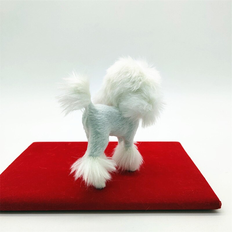 4 Inch Wit Roze Poedel Figuur Simulatie Hond Pluchen Speelgoed Ambachten Home Decoratie Woonkamer Decoratie