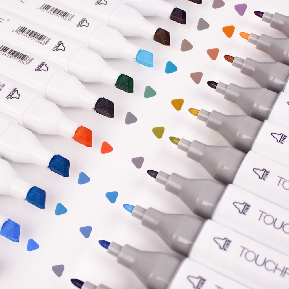 Touchfive-Juego de rotuladores de doble pincel para Graffiti, rotuladores Touchnew para bocetos, 60 colores, bolígrafo de dibujo, de Manga para la escuela