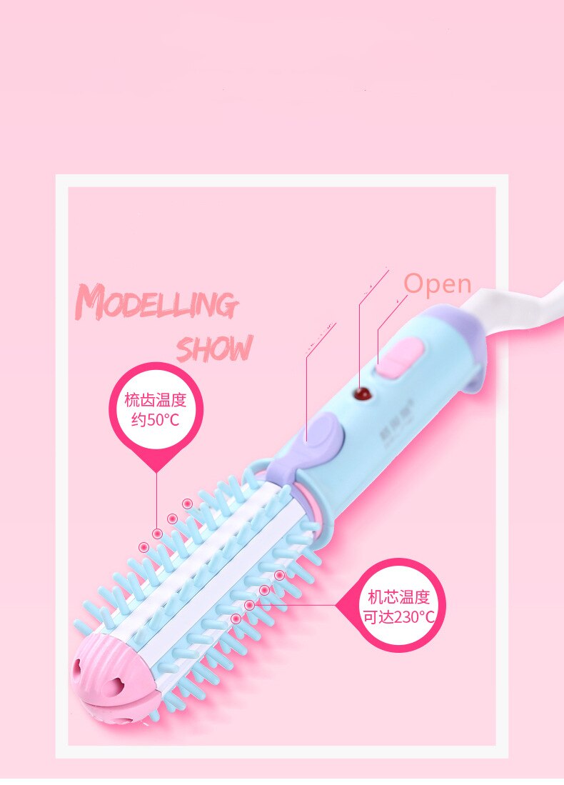 Mini lisseur de cheveux pour voyage, double tension en céramique Tourmaline ionique chaude, brosse à boucler avec sac pour brosse chauffante professionnelle
