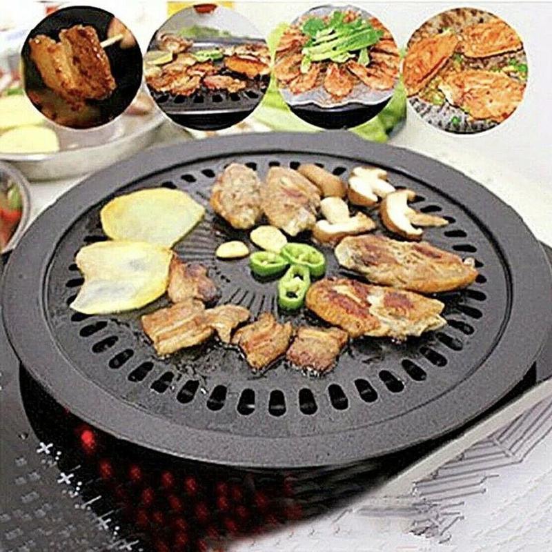 Non-stick røgfri indendørs komfur grill bbq grill køkken grill tallerken bærbar udendørs stegepande