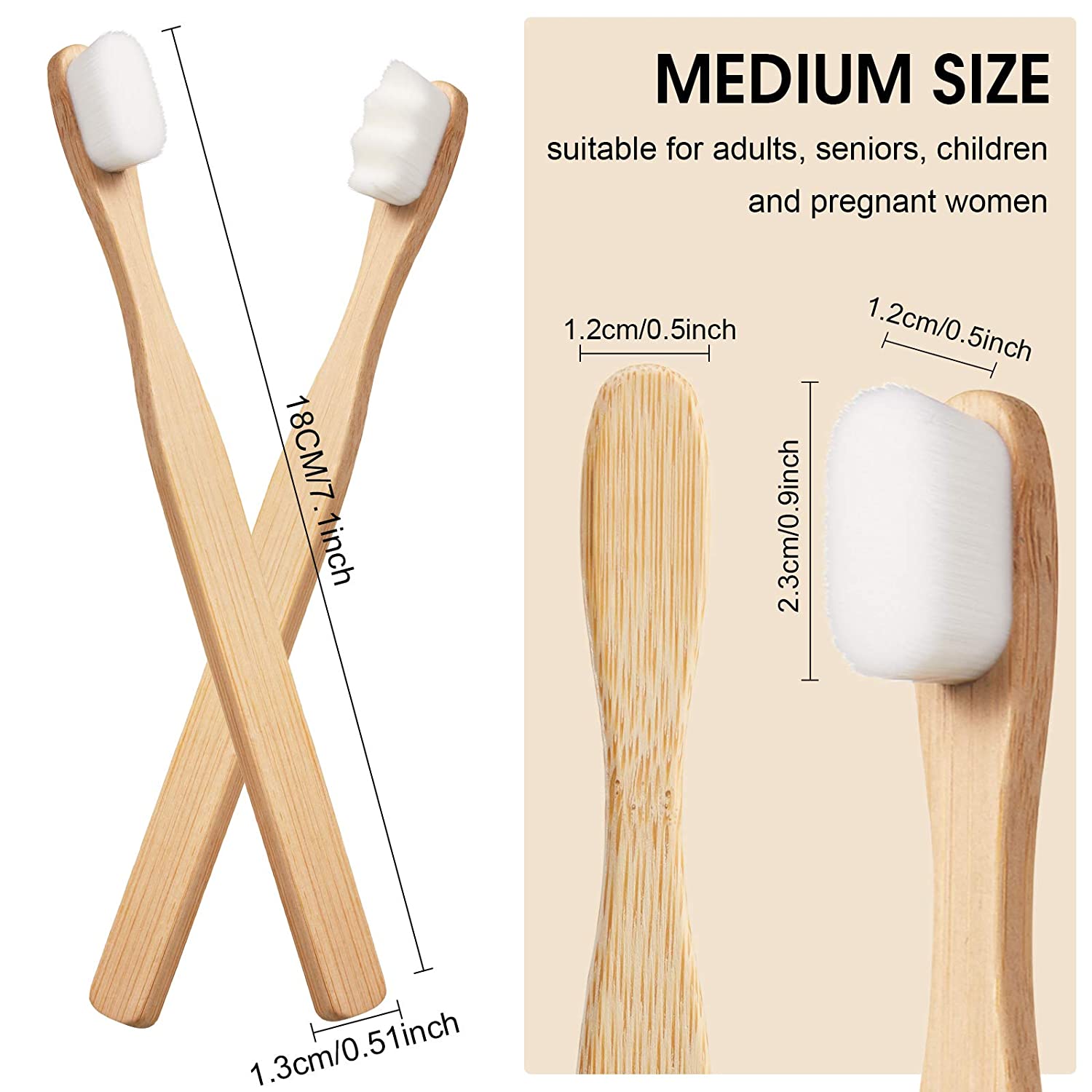 Ultra Soft Toothbrush Biodegradable Bamboo Toothbrushes 20000 Soft-bristled Reusable Wooden Micro Nano Brush for Fragile Teeth