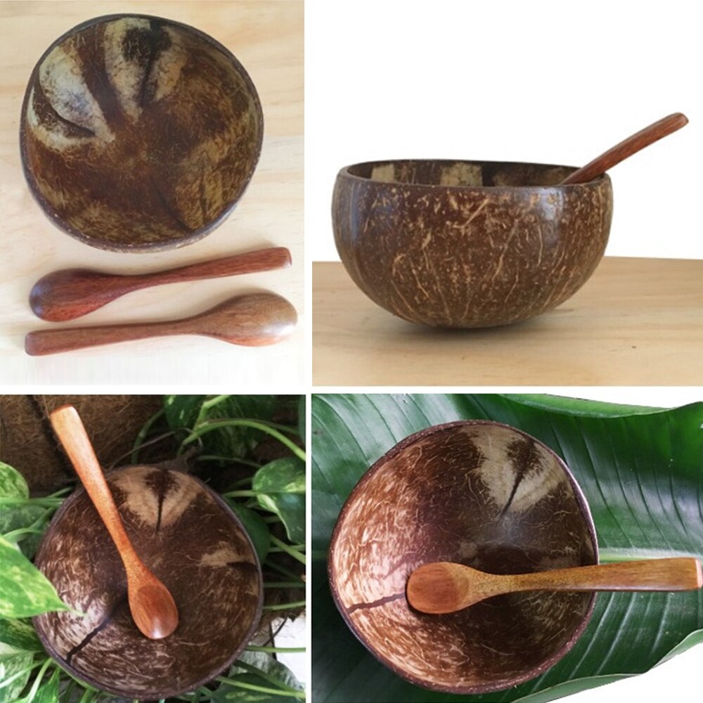 Cuenco de Coco, cuencos de madera, arroz, fideos, sopa, fruta, ensaladera, suministros de cocina, adornos para manualidades, Bol de Coco, cuenco de madera