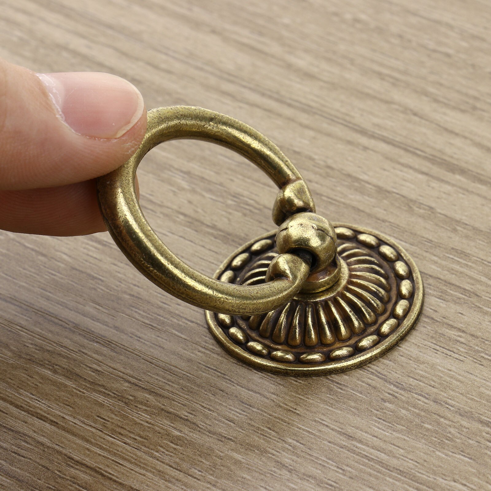 6P Antieke Bronzen Knoppen Pulls Handvatten Hardware Sieraden Doos Kast Kast Ladekast Decor Handvat Pull Knop Ring
