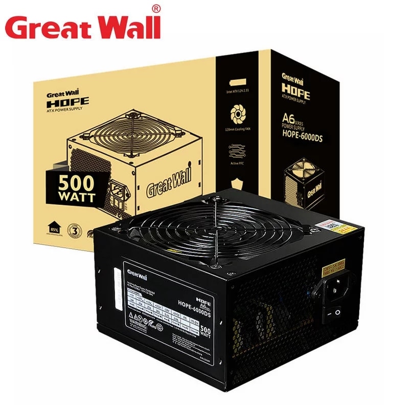 Great Wall – alimentation PC 500W, 80Plus Bronze, 12V, ATX PSU Active PFC, ventilateur Non modulaire de 120mm