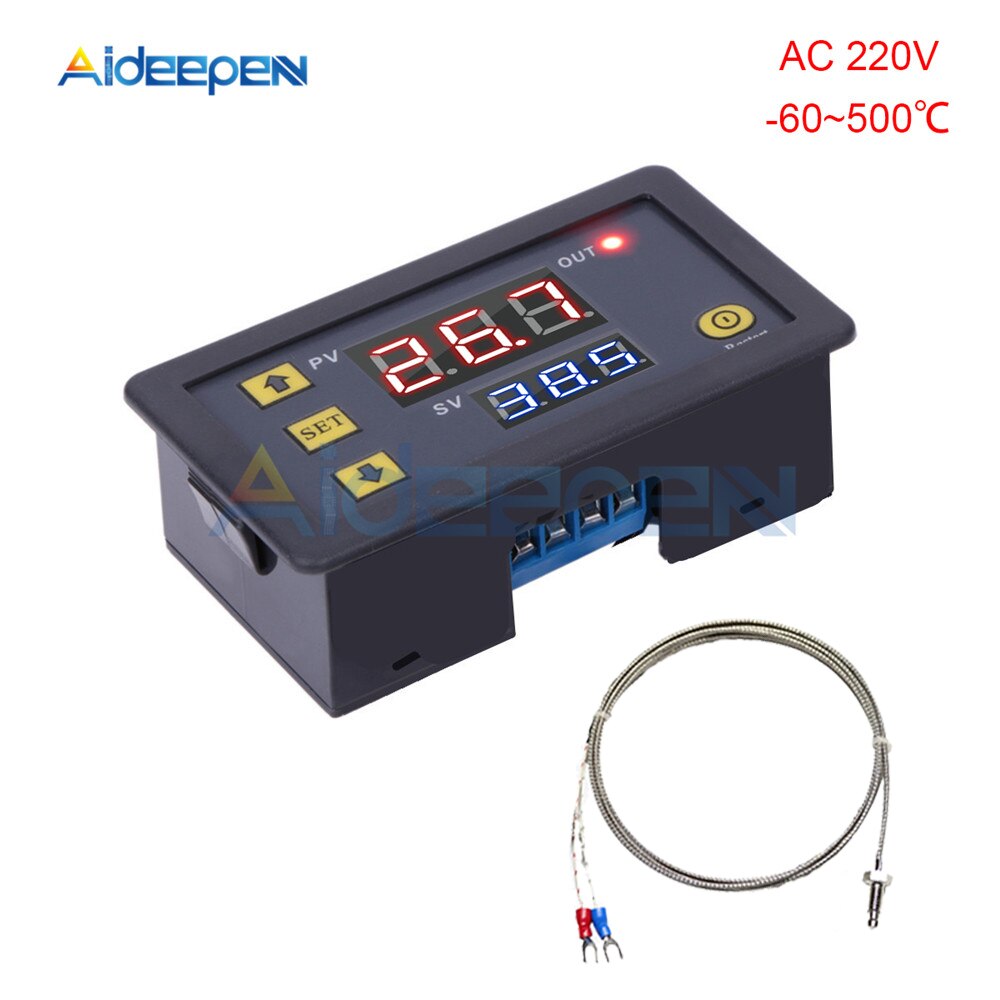 Regolatore di temperatura digitale DC 5V 12V 24V 110V 220V ca-60 ~ 500 gradi sonda tipo K M6 sensore termocoppia termostato incorporato: AC 220V
