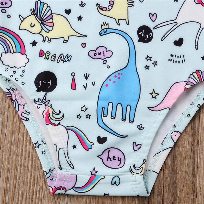 Summer Children Kids Baby Girls Bikini One-piece Sleeveless Unicorn Print Swimwear Infant Girls Beachwear Swimsuit Swimming