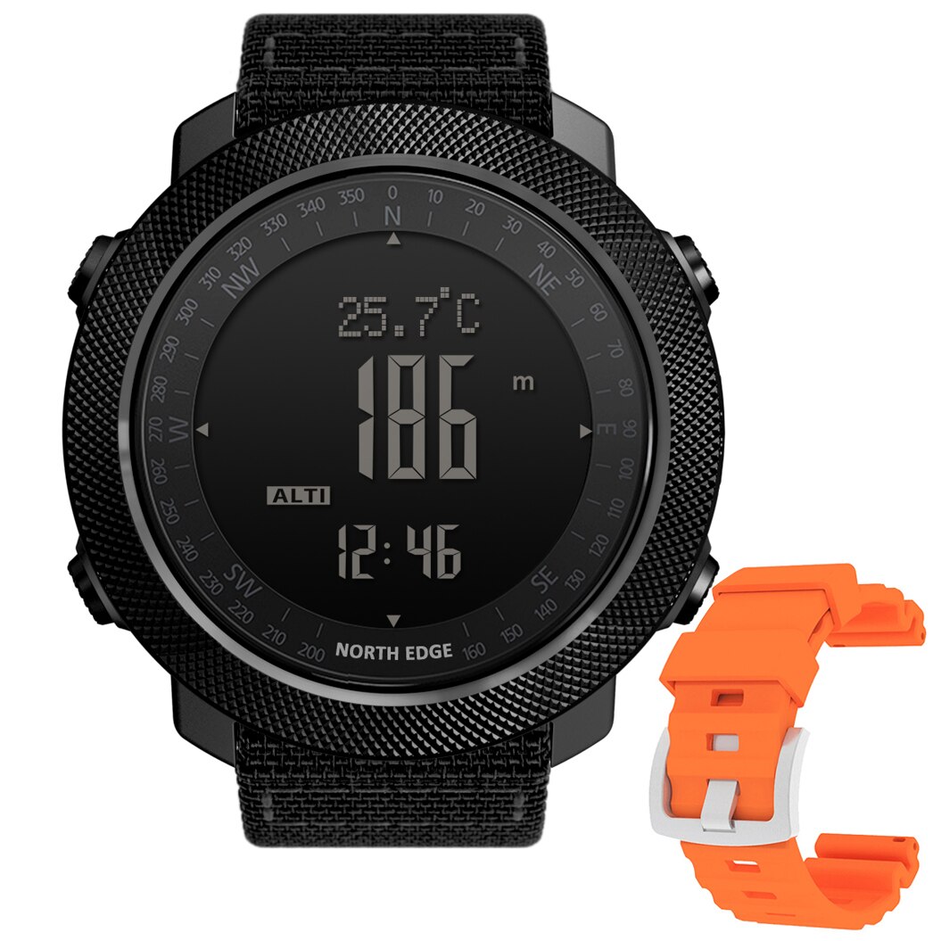 Norden Rand Smart Uhr Männer Sport Wandern Höhenmesser Tachometer Smartwatch Barometer Kompass Fitness Tracker Digitale Wearable: Black Orange