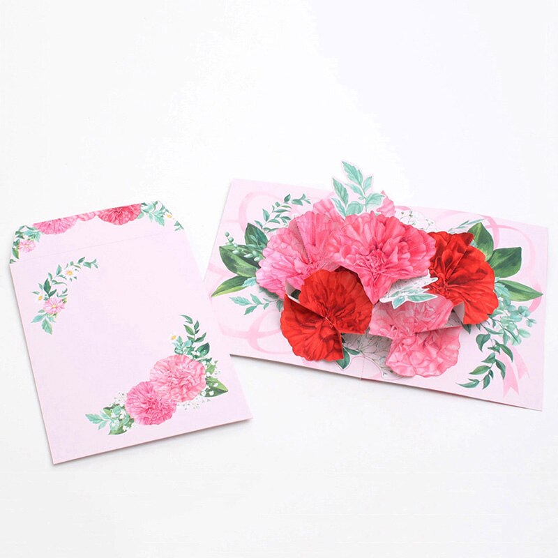 DIY Pop-up Card Carnation Flower,Handmade 3D Anniversary Greeting Paper Model,Postcard Invitation Papercraft,Craft ER-107