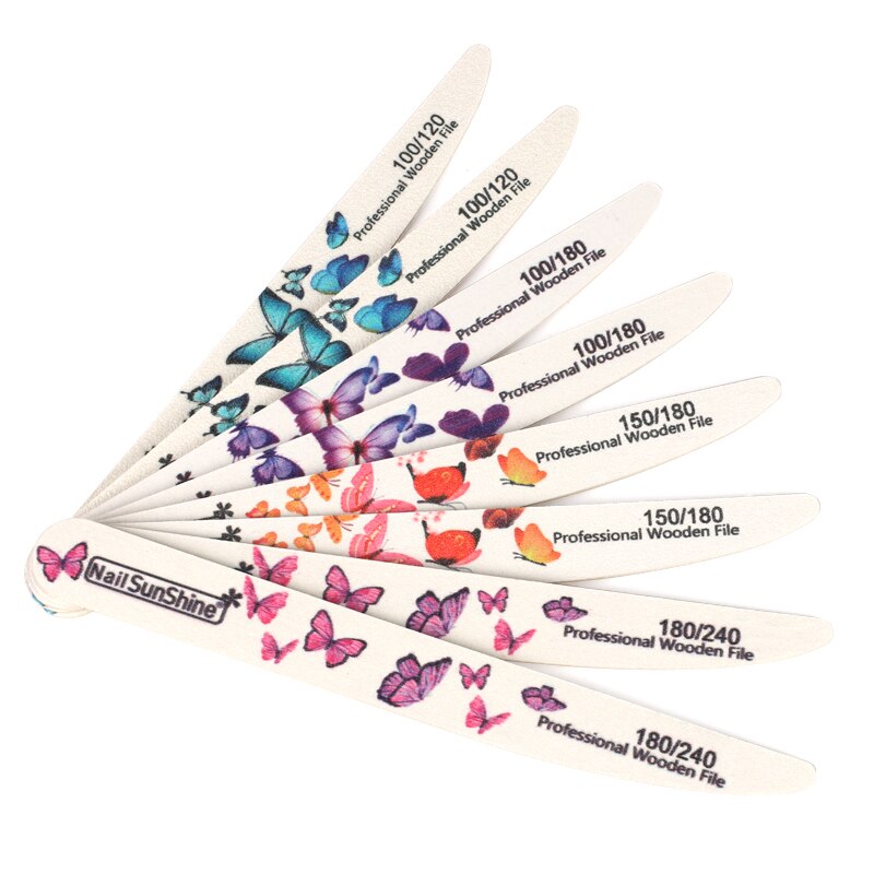 10 st/lot träsandpapper nagelfil mix grus stark pinne sandpapper nagelbuffert för manikyr dubbelsilad slipning nagelfilar