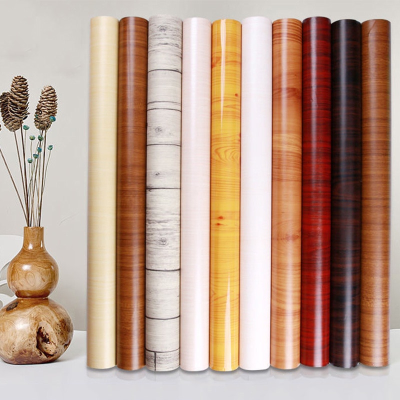 1M Waterdicht Hout Vinyl Behang Roll Zelfklevende Contact Papier Deuren Kast Desktop Moderne Meubels Decoratieve Sticker