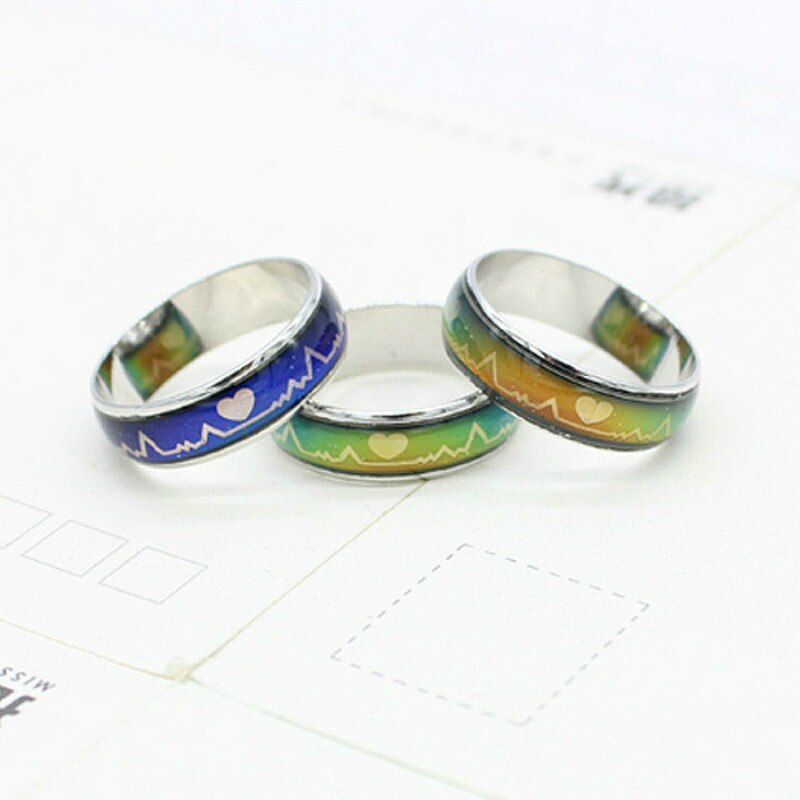 Emotion Feeling Changeable Mood Hearth Ring Colorful Changing Magic Stainless Steel Wedding Rings For Women Men Jewelry