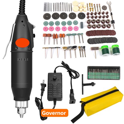 Mini taladro eléctrico de 110V/220V, herramienta rotativa de estilo Dremel con velocidad Variable positiva y negativa, herramientas eléctricas de molienda, bolígrafo grabador: Black-161PCS