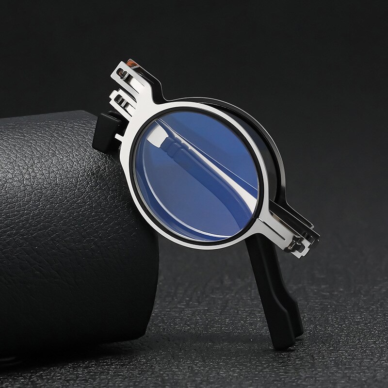 Anti Blue Light Metal Square Folding Reading Glasses Men Computer Grade Glasses Narrow Eyeglasses Frame