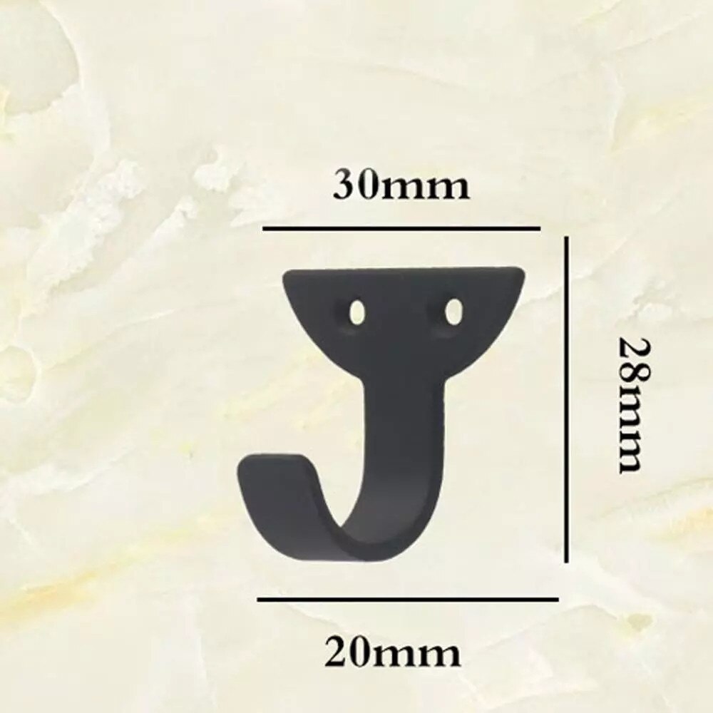 5pcs/set Small Black Metal Hooks Coat Wall Hangers Screws Curved Buckle Zinc Iron Door Wall Hooks