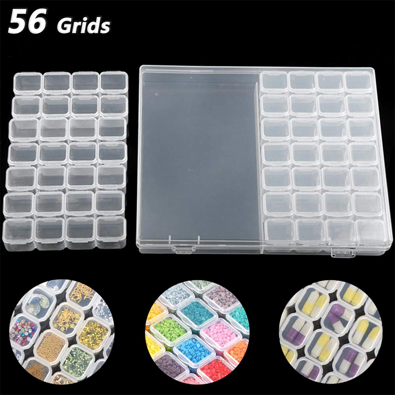 56/28/64 Grid 5d Diamond Painting Accessories Storage Box Diamond Painting Drill Storage Box Transparent Container For