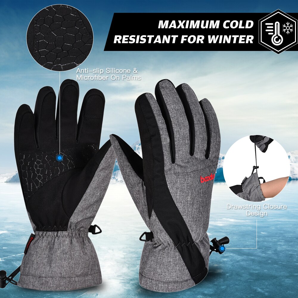 Guantes de nieve para esquí de invierno para hombre y mujer, resistentes al agua, con pantalla táctil, cálidos, para snowboard, esquí, ciclismo, senderismo