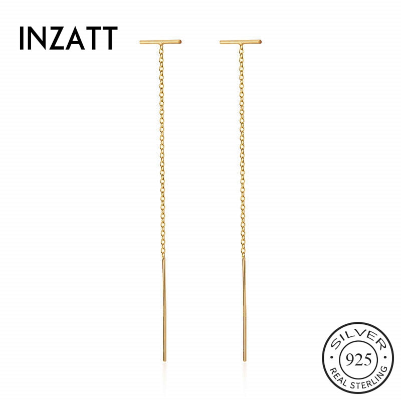 INZATT Echt 925 Sterling Silber Kette Quaste Zucht Ohrringe Frauen Edlen Schmuck Party minimalistisch Netter Zubehör