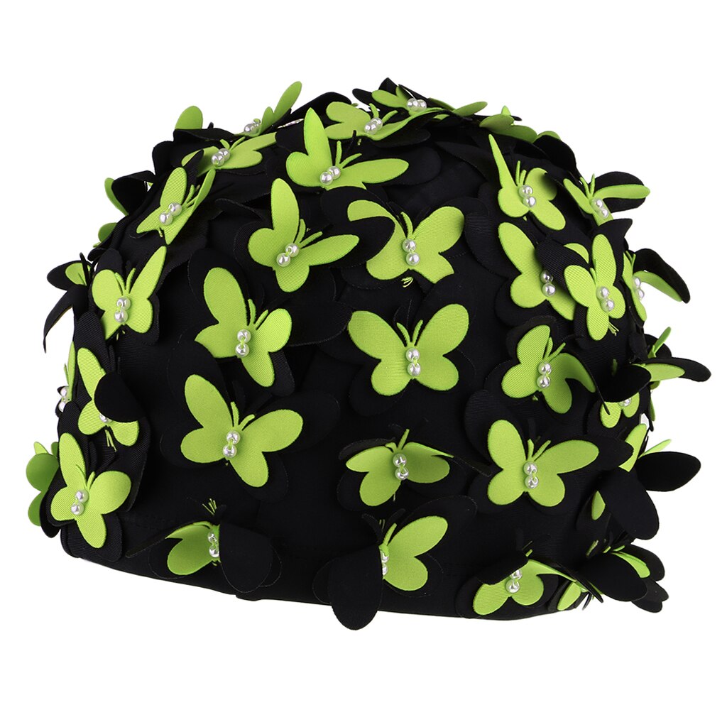 Badmuts Vrouwen Stijlvolle Retro Badmuts Met Vlinders Parels Decor Voor Lang Haar Dames Houden Haar Droog