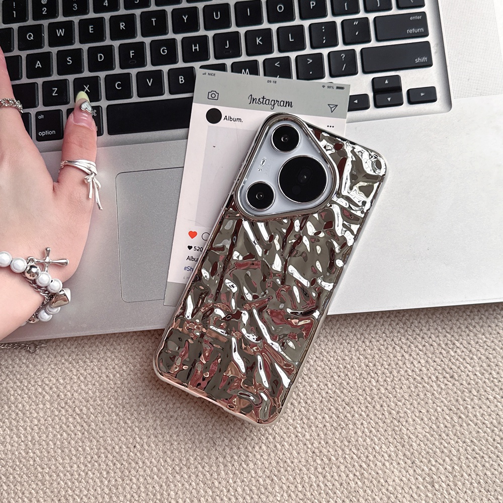 Coque de téléphone souple à plis 3D, étui noir brillant argenté pour Huawei P20 P30 P40 P50 P60 Mate 30 40 50 60 70 Pro Pura 70 80 Pro Plus: Beige / Plus de produits HUAWEI Mate 60 Pro