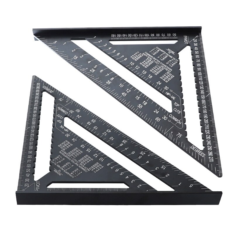 90 Graden Metrische Speed Vierkante Aluminium 7/12 Inch Driehoek Liniaal Meten Hoek Gradenboog Kraspen Voor Hout Markering Gereedschap