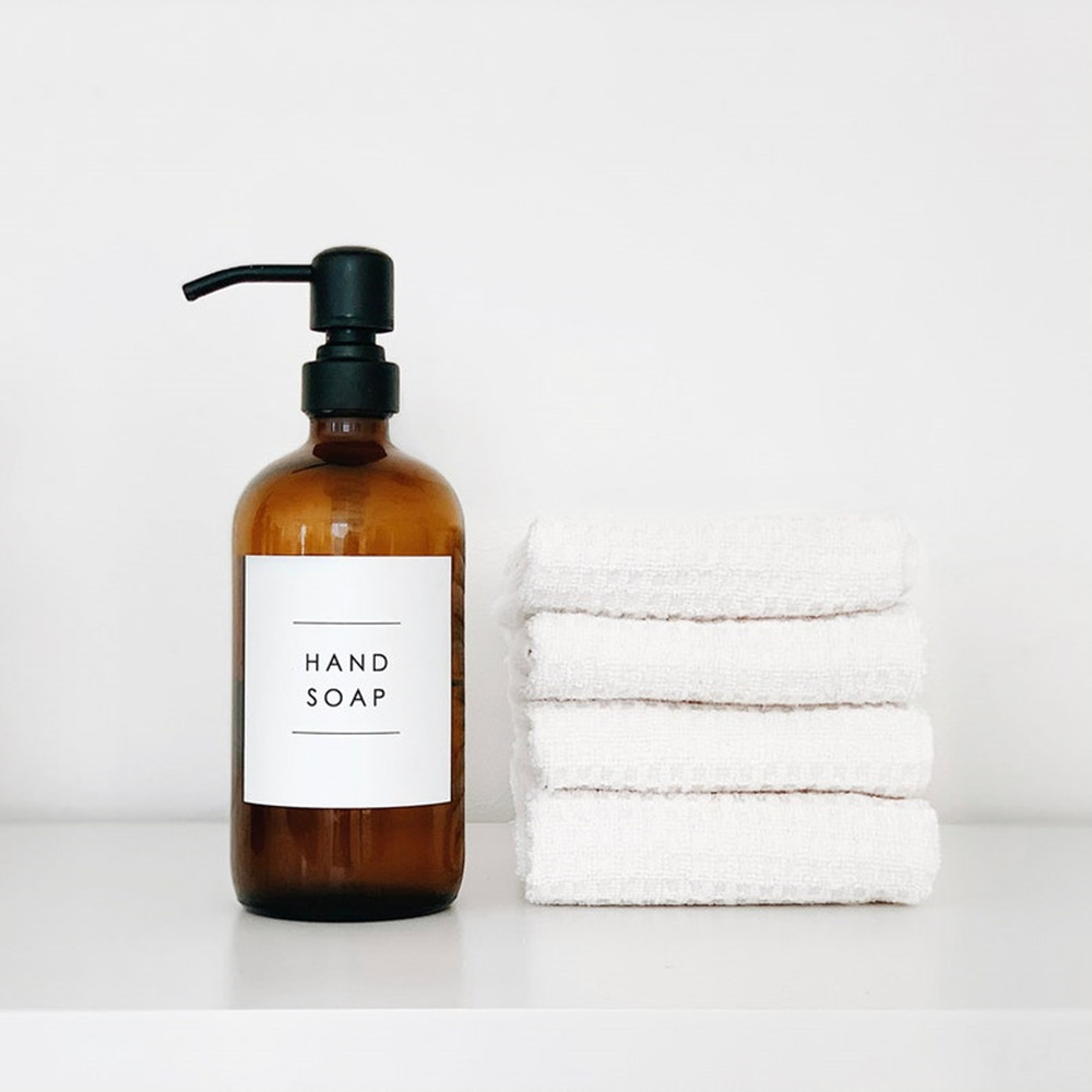Jabón de manos Etiquetas para champú, acondicionador, jabón de platos y baño (minimalistas), resistentes al agua, modernas
