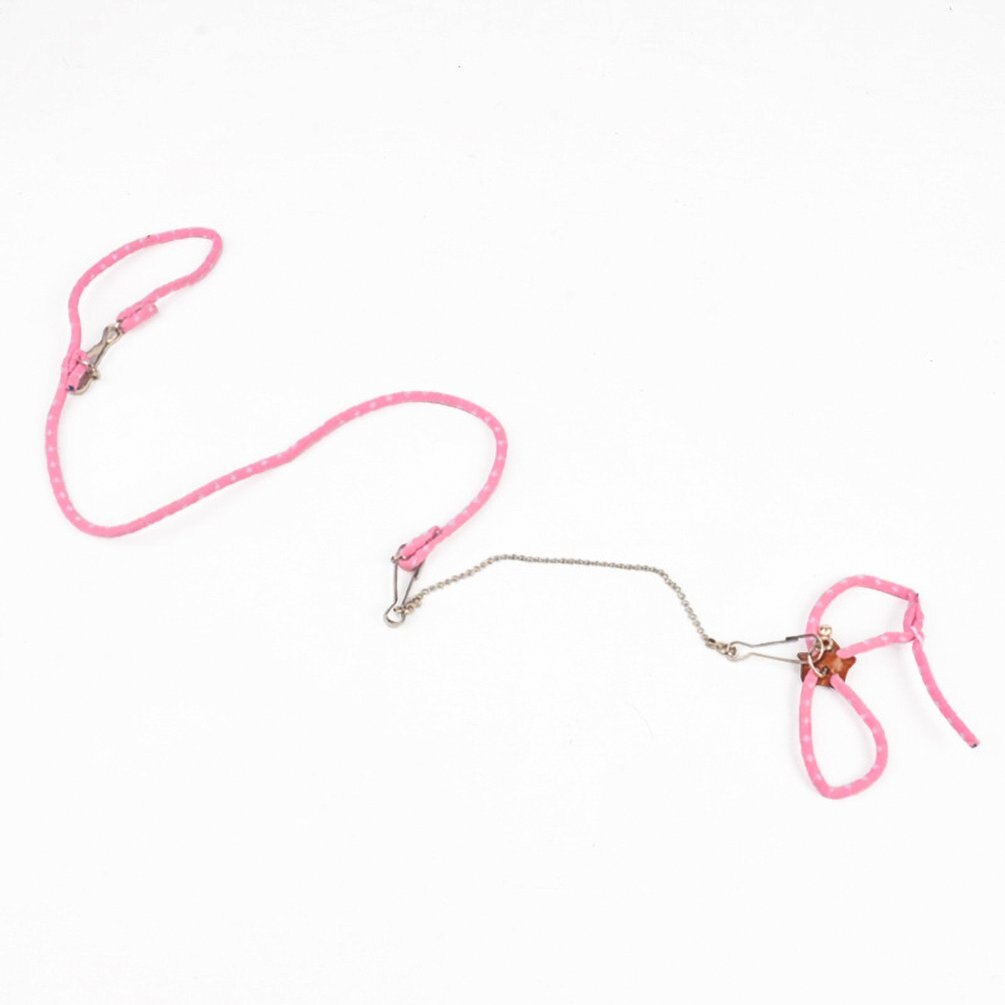Arnés ajustable para hámster, collares para mascotas, hámster, gerbido, conejillo de indias, cuerda de tracción antimordedura, Collar de correa: pink