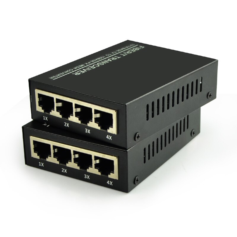 2 stks 1 Paar 10/100 M 4 RJ45 1 SC Singlemode Single Fiber Optische Media Converter 25 KM voor HD Camera