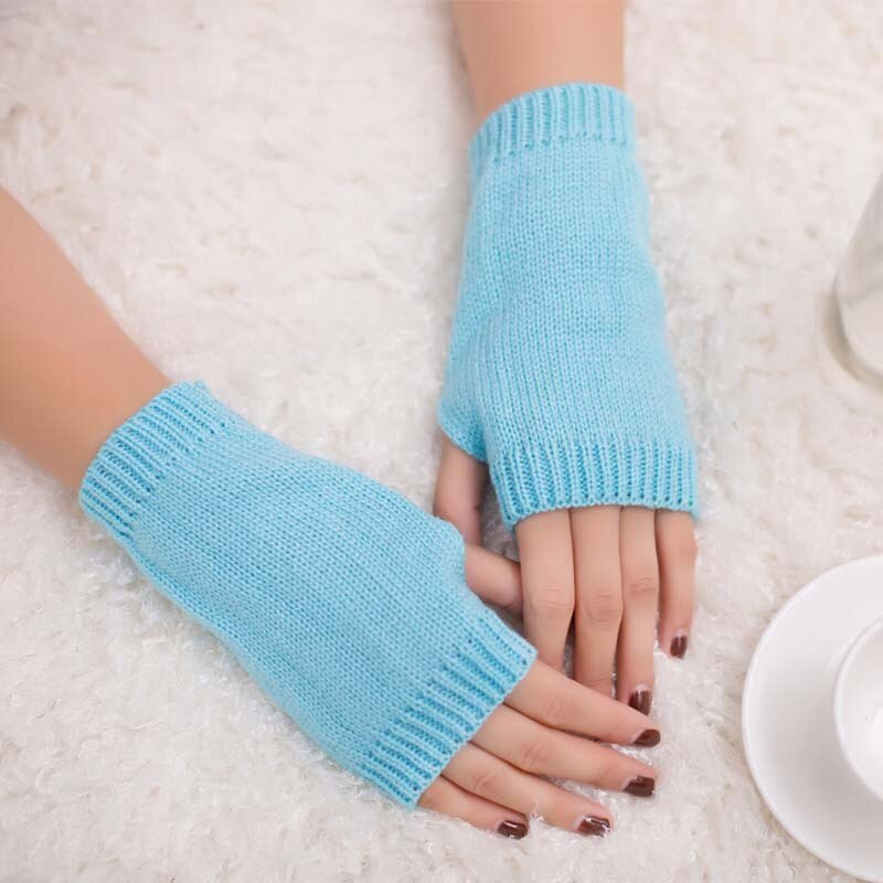 1 Paar Winter Handschoenen Vrouwelijke Vingerloze Handschoenen Zonder Vingers Vrouwen Kasjmier Warme Winter Handschoenen Hand Pols Warmer Mittens: ST121-Blue