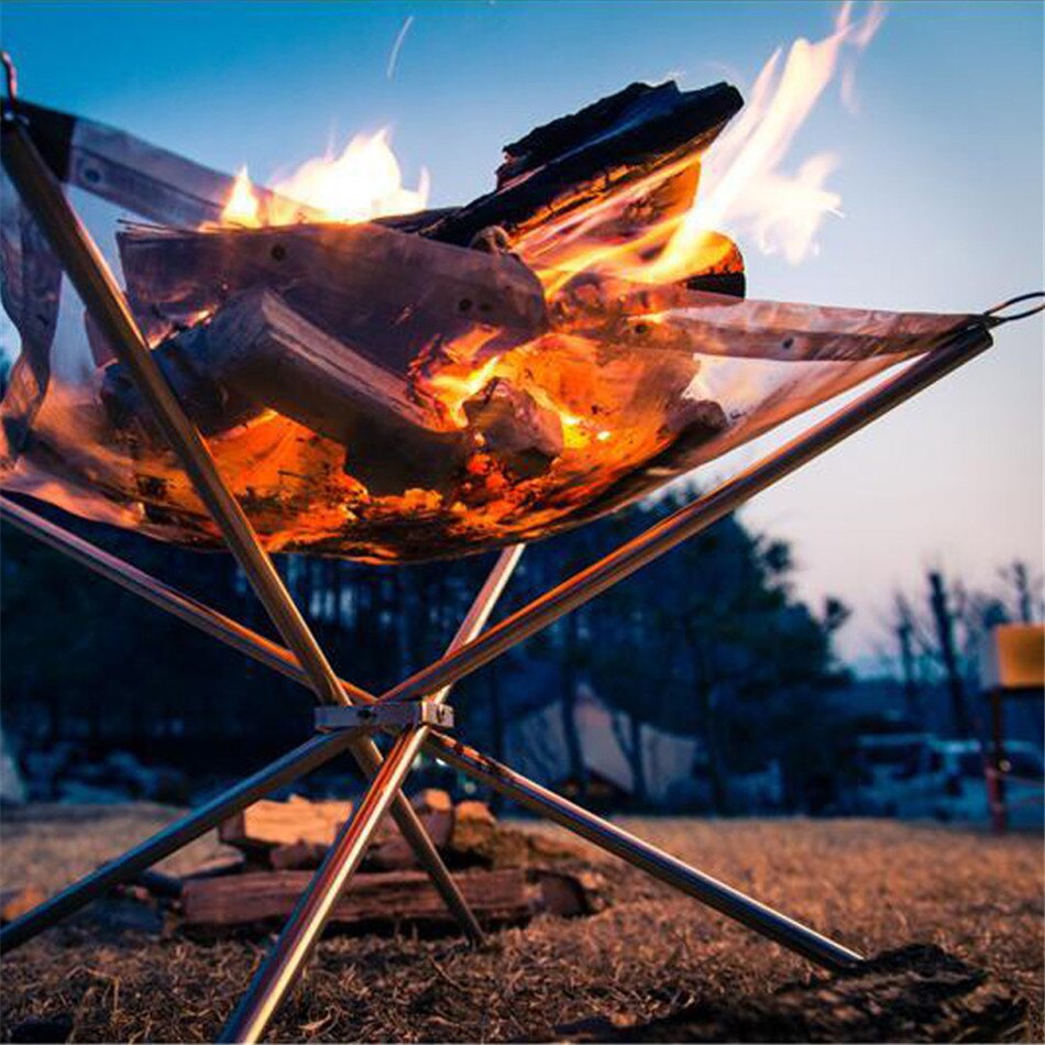 draussen Tragbare Feuer Grube Zusammenbrechenden Stahl Kamin Tisch Grill Punkt Holzkohle Herde Netz Heizung Holz Herde Camping