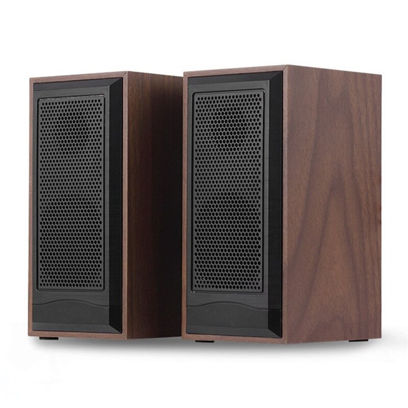 Wooden Computer Speakers Natural Wood Enclosure Desktop Speaker USB Powered Surround Laptop Speaker Wood Multimedia Loudspeakers: Brown