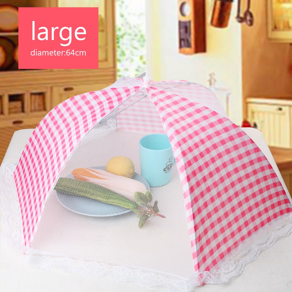 Mosquitera antimoscas plegable para cocina, tapas para comida, Estilo paraguas, accesorios de cocina: 18inch Pink