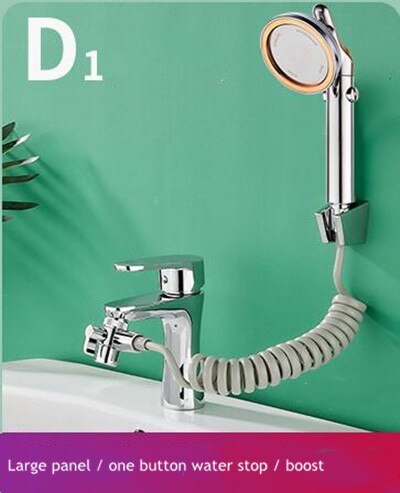 Kitchen Bathroom Sink Water Faucet External Shower Head Toilet Flush Extension Tap Small Nozzle Wash Hair Shower With Holder: d1 set
