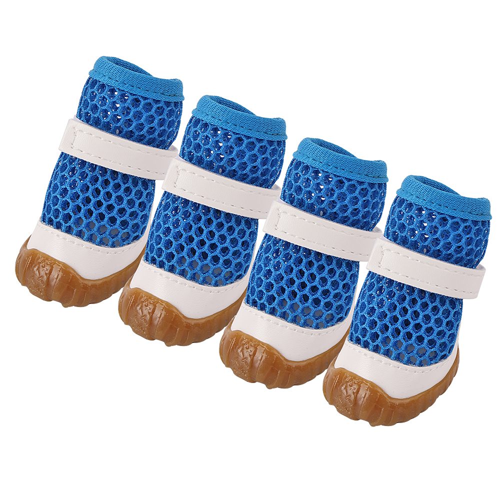 4 stücke Sommer Hundes chuhe Anti-Rutsch-Haustier Welpen Stiefel für kleine Hunde atmungsaktive Katze Chihuahua Schuhe Socken für kleine Hunde Yorkshire: XL / Blau
