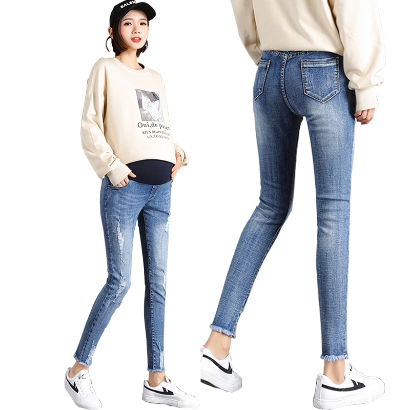 Ankellange bukser ting til gravide gravide jeans sommer graviditetstøj graviditetsbukser 0225