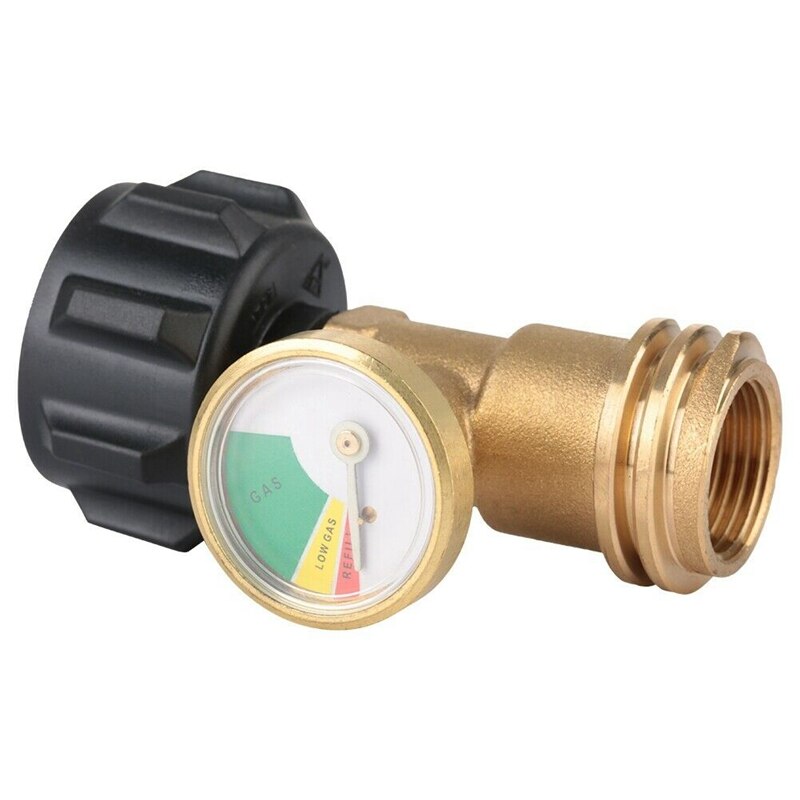 2Pcs Propane Gas LP Tank Bottle Gauge Gas Grill BBQ RV Pressure Adapter Meter Indicator Brass Copper