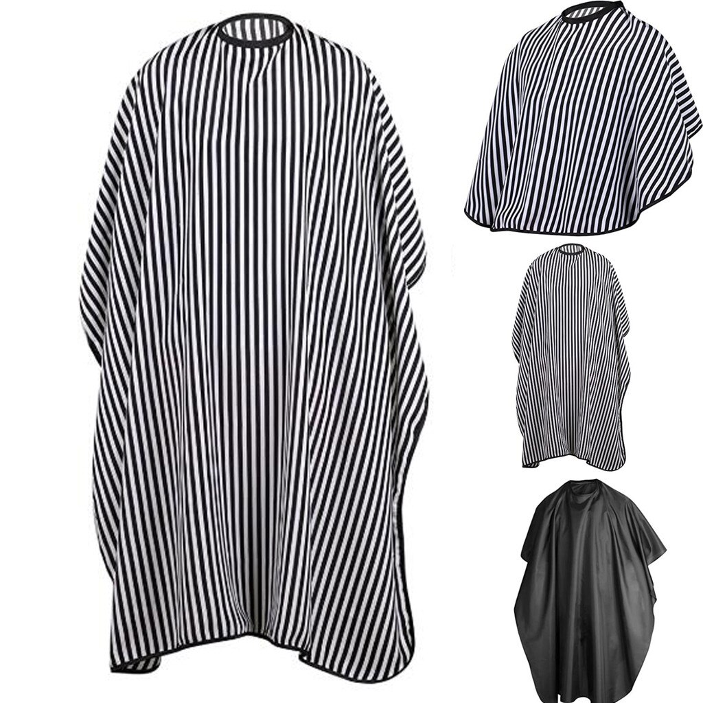 Adjustable Black and White Stripe Haircut Hairdressing Barber Cloth Waterproof Gown Hair Cutting/Barbers Cape