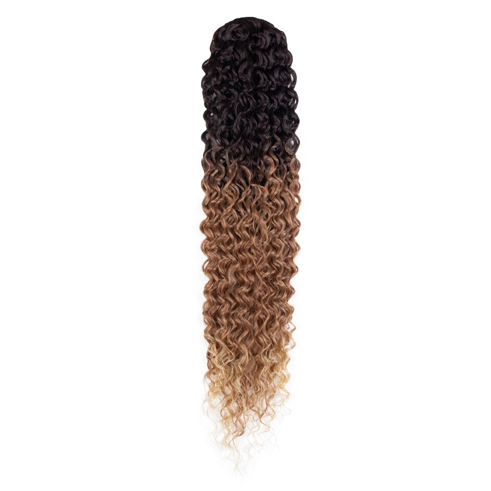 Curly Ponytail Hair Extension 34 Inch Highlight Ginger Orange Colored Drawstring Ponytail Natural Afro Kinky Curly Clip In Wigs: TT4T30B24B