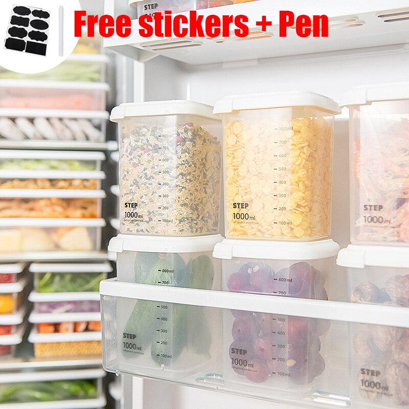 1Pc 2200Ml Verschillende Capaciteit Plastic Verzegelde Blikken Keuken Opbergdoos Transparant Voedsel Bus Houden Verse Clear Container