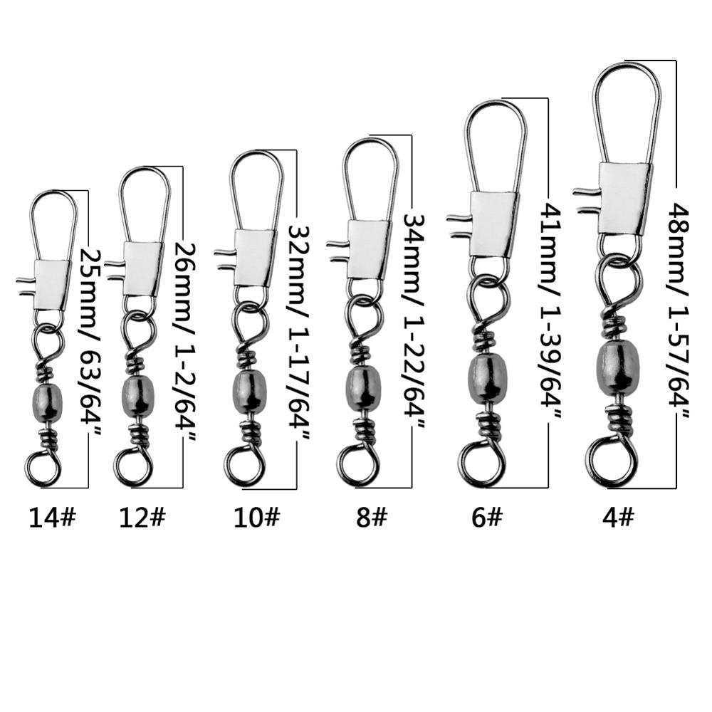 Conector giratorio de pesca de 6 tamaños, 100 unids/caja, Pin a presión, aparejo de señuelo de pesca de aleación, herramienta de pesca, accesorios de pesca