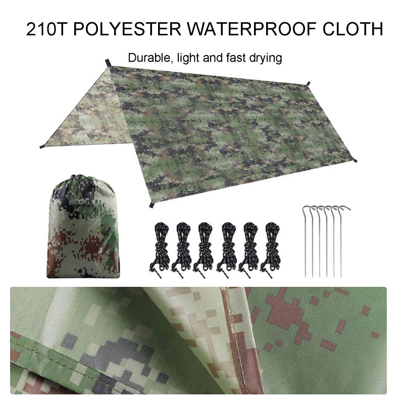 Awning Waterproof Canopy Tarp Tent Shade Ultralight Garden Canopy Sunshade Outdoor Camping Hammock Rain Sun Camouflage Shelter