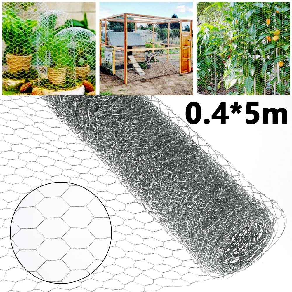 Chicken Mesh Fence Galvanized Hexagonal Wire Net Rabbit Netting Cage Aviary Plant Outdoor Garden Plants Yard Frame Chicken Fence