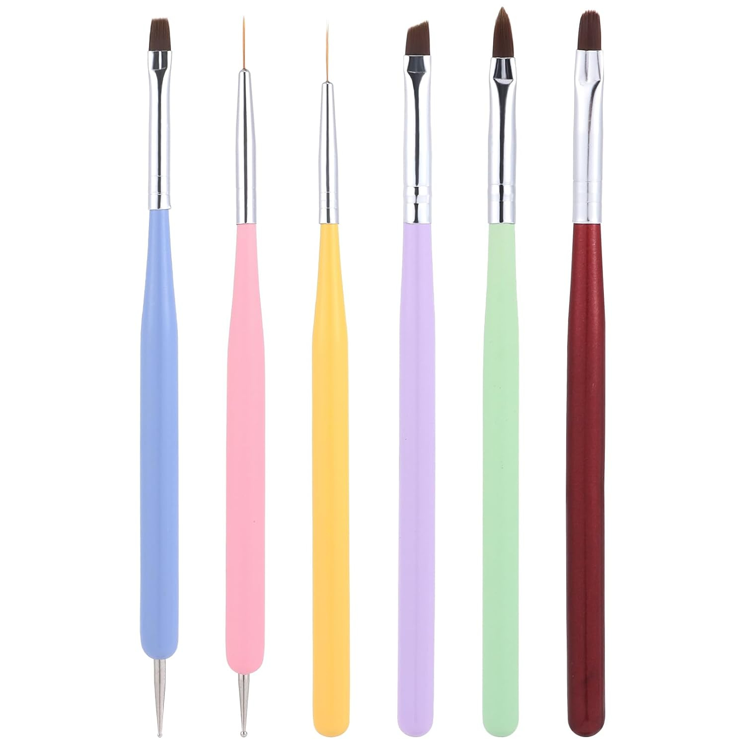 High Precision Nail Art Clean-Up Brush Set - Accurate Mistake Removal and Fingernail Cleaning - Angled and: Orange