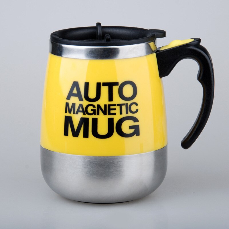 Self Stirring Mug Automatic Mixing Mug for Coffee Milk Grain Oat Stainless Steel Thermal Cup Double Insulated Smart Cup Magnetic: Magnetic cup Yellow