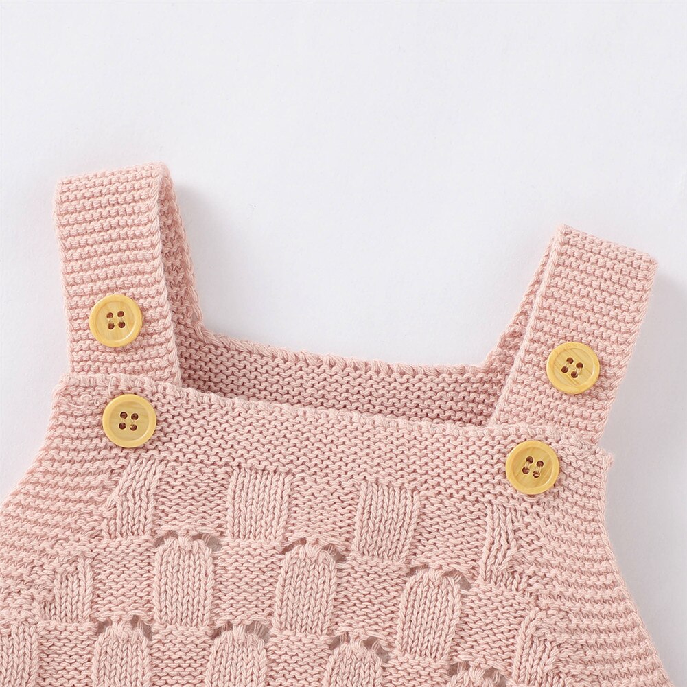 Fall Baby Boy Jumpsuit Cotton Sleeveless Sling Loose Button Closure Knitted Patchwork Winter for Winter Baby Girl Romper