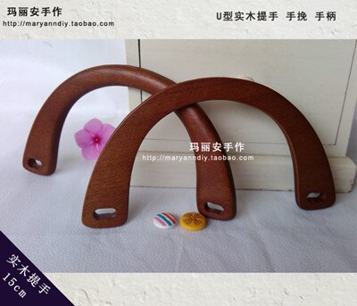 2 colors 15cm Solid Wood arch simply DIY bags handbags handles Wooden purse handle parts Wooden Bag Handles